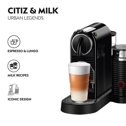 Nespresso by De'Longhi Citiz Capsule Coffee Machine & Aeroccino Milk Frother, Black – view 4