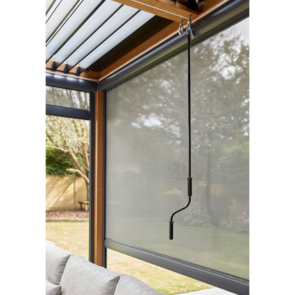Alvivo 9ft 8" x 13ft 3" (3 x 4m) Wood-Look Louvered Aluminium Pergola Bundle with 3 Pull-Down Screens – view 7