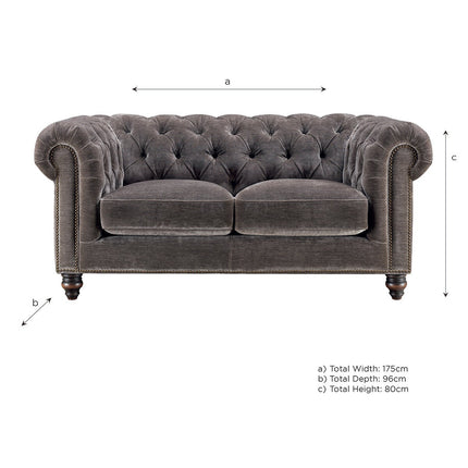 Allington 2 Seater Grey Fabric Chesterfield Sofa – view 2