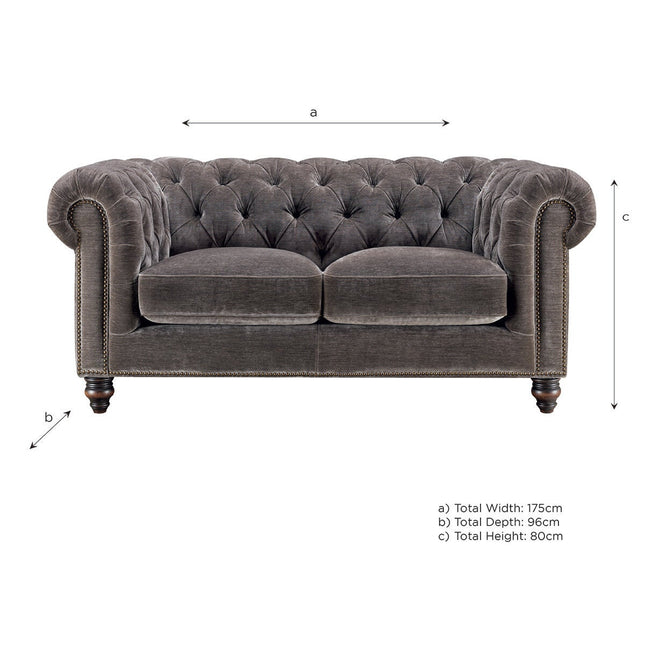 Allington 2 Seater Grey Fabric Chesterfield Sofa – view 2