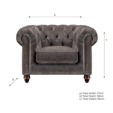 Allington Grey Fabric Chesterfield Armchair – view 2