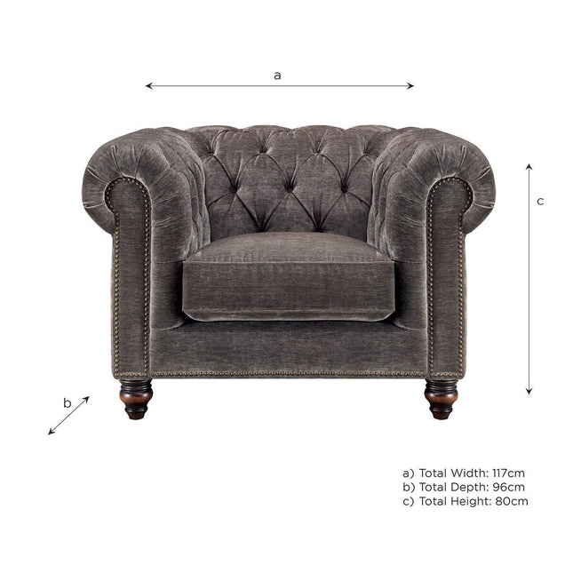 Allington Grey Fabric Chesterfield Armchair – view 2
