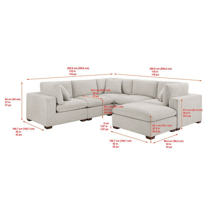 Thomasville Lowell Light Grey Fabric 6 Piece Modular Sofa – view 2