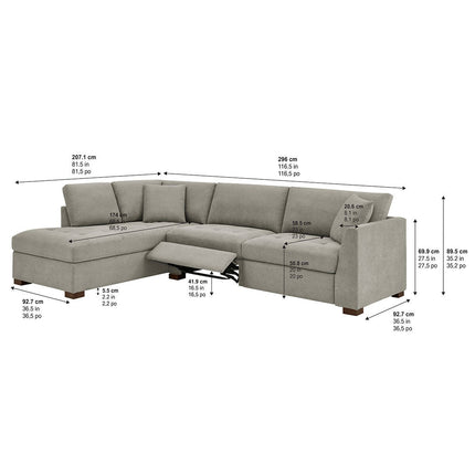 Thomasville Miles Grey Fabric Corner Sofa with Power Footrests in 2 Configurations – view 3