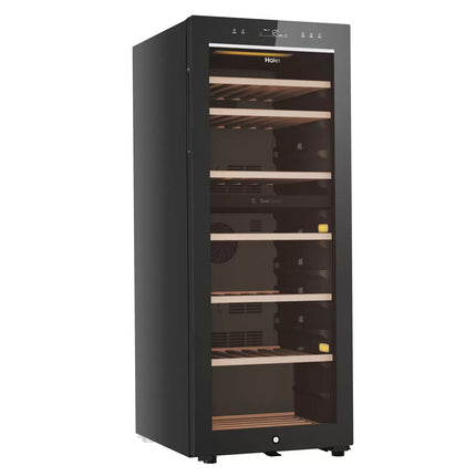 Haier HWS77GDAU1 77 Bottle Dual Zone Wine Cooler, G Rating in Black