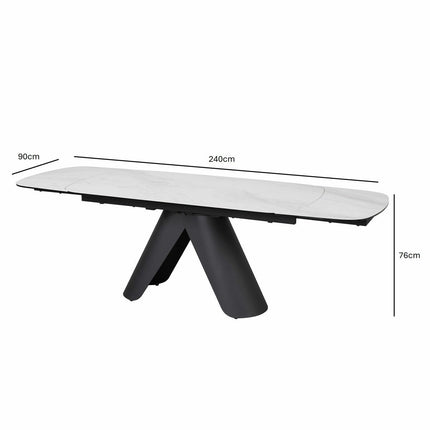 Indus Valley Capri Ceramic Extending Dining Table + 6 Grey Chairs, Seats 6-8 – view 3
