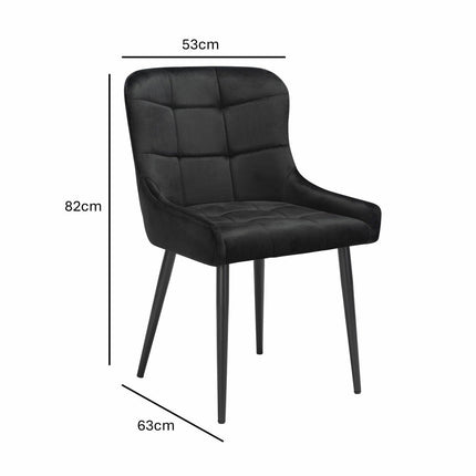 Indus Valley Kia Black Velvet Dining Chair, 2 Pack – view 2