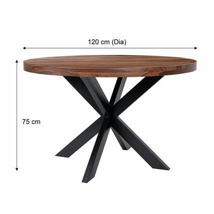 Indus Valley Henley Round Wooden Dining Table + 4 Grey Chairs – view 2