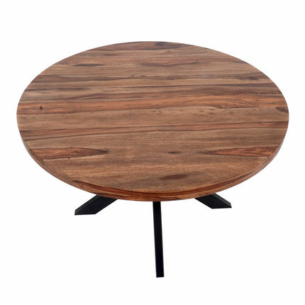 Indus Valley Henley Round Wooden Dining Table + 4 Grey Chairs – view 6