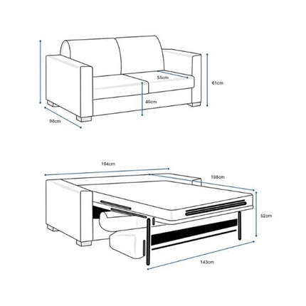 Lucas Navy Fabric Sofa Bed – view 2