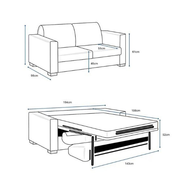 Lucas Navy Fabric Sofa Bed – view 2