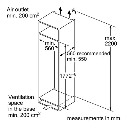 Bosch Series 4, KIR81VFE0G Fully Integrated Fridge, E Rated