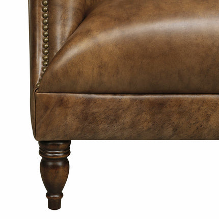 Harrington Brown Leather Armchair – view 5