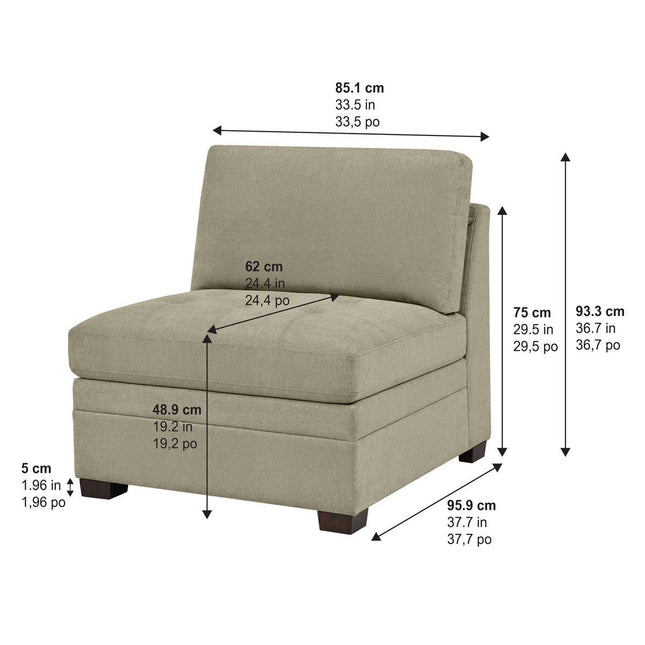 Thomasville Tisdale Beige Fabric Armless Chair – view 2