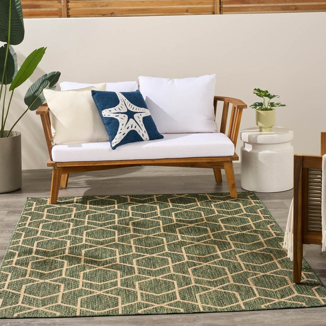 Nourison Horizon Geometric Green Indoor Outdoor Rug, in 2 Sizes