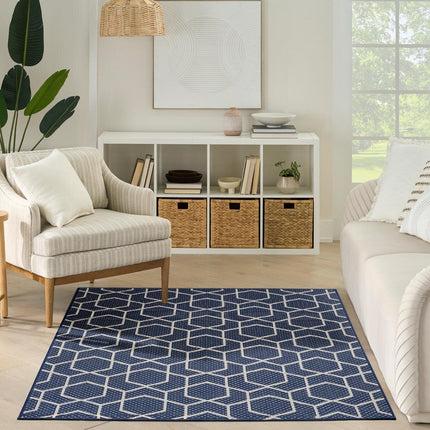 Nourison Horizon Geometric Navy Indoor Outdoor Rug, in 2 Sizes – view 2