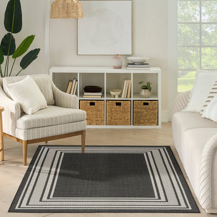 Nourison Horizon Border Black Indoor Outdoor Rug, in 2 Sizes – view 2