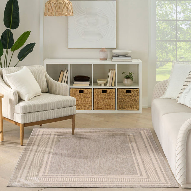 Nourison Horizon Border Grey Indoor Outdoor Rug, in 2 Sizes – view 2