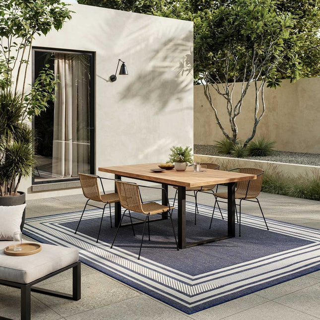 Nourison Horizon Border Navy Indoor Outdoor Rug, in 2 Sizes