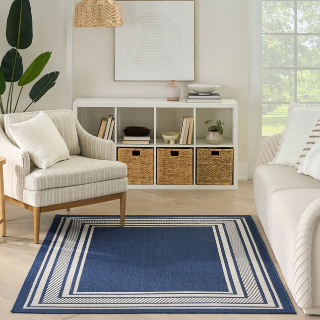 Nourison Horizon Border Navy Indoor Outdoor Rug, in 2 Sizes – view 2
