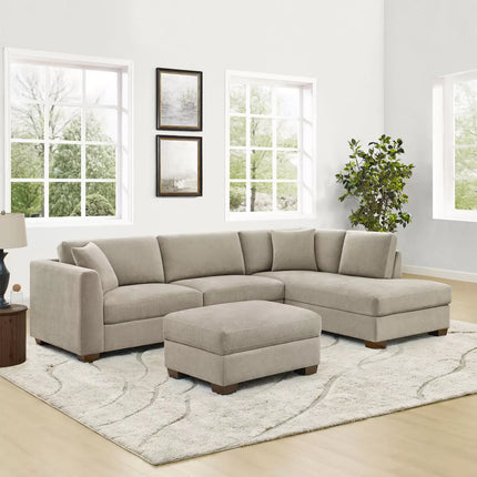 Thomasville Walsen Grey Fabric Corner Sofa with Storage Ottoman in 2 Configurations