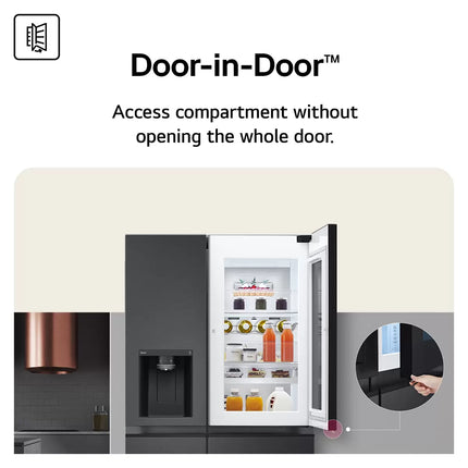 LG GSXE81PYBD Side by Side Fridge Freezer with InstaView, D Rated in Silver