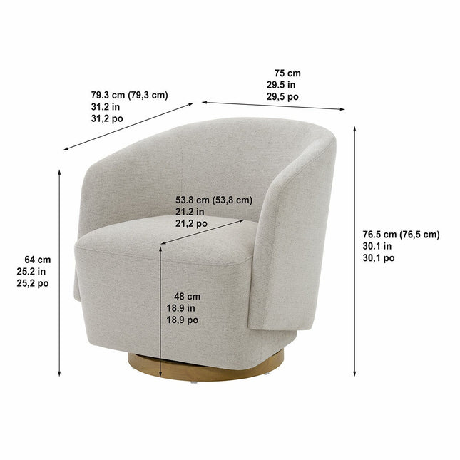 Henredon Murphy Light Grey Fabric Swivel Chair – view 2