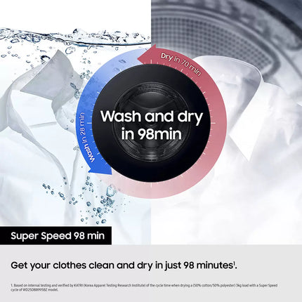 Samsung Series 9 WD18DB8995BZT1 18/11kg Large Capacity Washer Dryer, Dark Steel