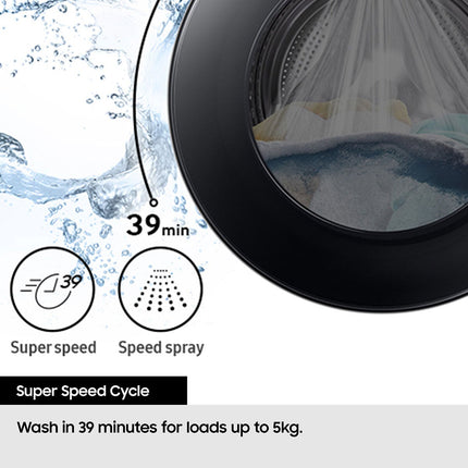 Samsung Series 5 AI Energy WD90DG5B15BBEU 9kg / 6kg Washer Dryer, D Rated in Black – view 7