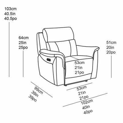 Oscar Grey Fabric Power Reclining Armchair with Power Headrest – view 2