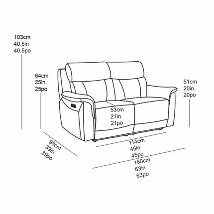 Oscar Grey Fabric Power Reclining 2 Seater Sofa with Power Headrest – view 2