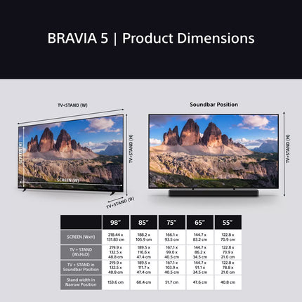 Sony BRAVIA 5 XR55B 4K Ultra HD MiniLED Smart Android TV [2025]