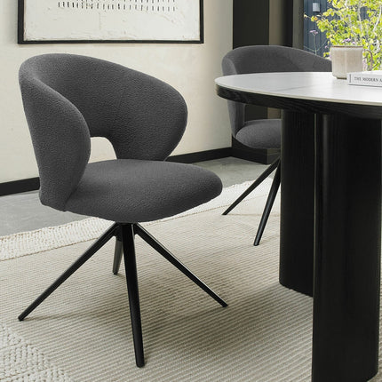 Bentley Designs Alisa Round Sintered Stone Dining Table + 4 Grey Swivel Chairs – view 4
