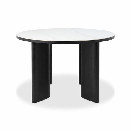 Bentley Designs Alisa Round Sintered Stone Dining Table + 4 Grey Swivel Chairs – view 8