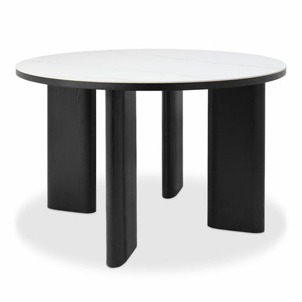 Bentley Designs Alisa Round Sintered Stone Dining Table + 4 Grey Swivel Chairs – view 7