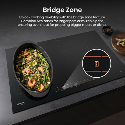 Hisense Hi6 HI8432BSCWF 80cm Induction Hob with Bridge Zone, in Black – view 7