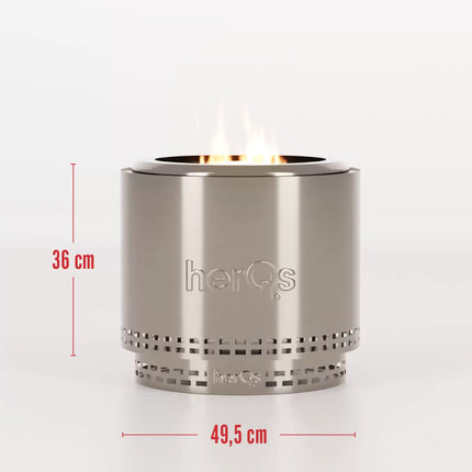 HerQs Blaze 50cm Wood Burning Stainless Steel Fire Pit Bundle