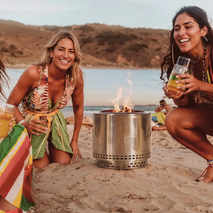 HerQs Blaze 50cm Wood Burning Stainless Steel Fire Pit Bundle