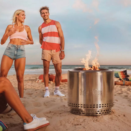 HerQs Blaze 50cm Wood Burning Stainless Steel Fire Pit Bundle