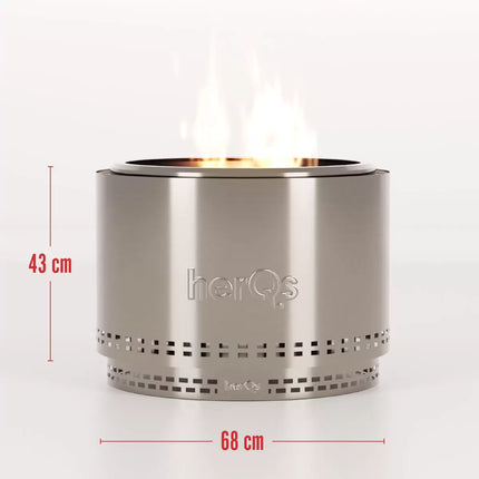 HerQs Chief 68cm Wood Burning Stainless Steel Fire Pit Bundle