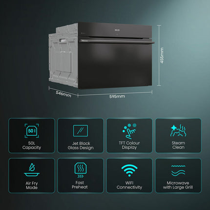 Hisense Hi8 BlackLine BIM4AH8UKWF Built In Electric Single Oven with Microwave, in Jet Black – view 2