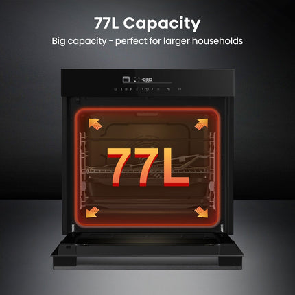 Hisense Hi6 BlackLine HO66FAPizzaChef Electric Pyrolytic Smart Oven, A+ Rated in Black – view 5