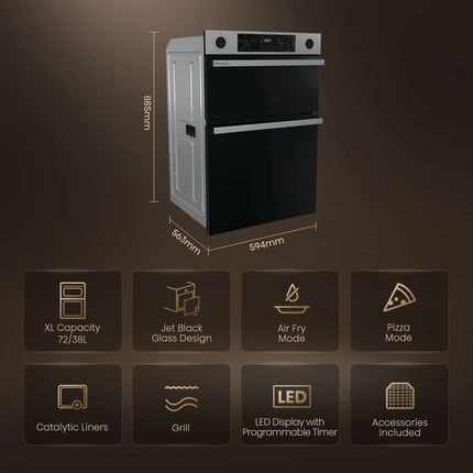 Hisense Hi6 BID914221CX Electric Built-In Double Oven, A Rated in Stainless Steel – view 2