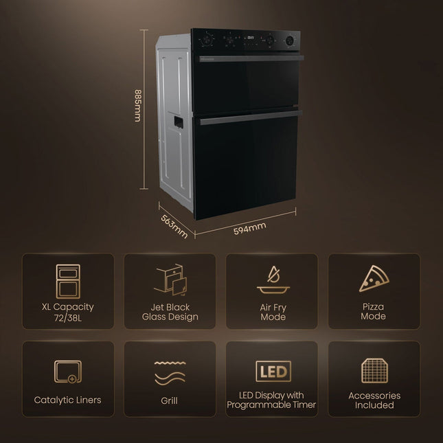 Hisense Hi6 BID914221CDBG Electric Built-in Double Oven, A Rated in Black – view 2