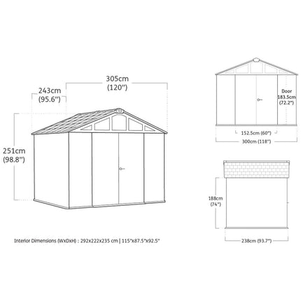 Keter Rosewood Summit 10ft x 8ft (3.05 x 2.43m) Storage Shed – view 2
