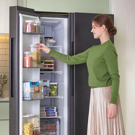Samsung Bespoke RS80F66KBFEU Side by Side Fridge Freezer, B Rated in Black