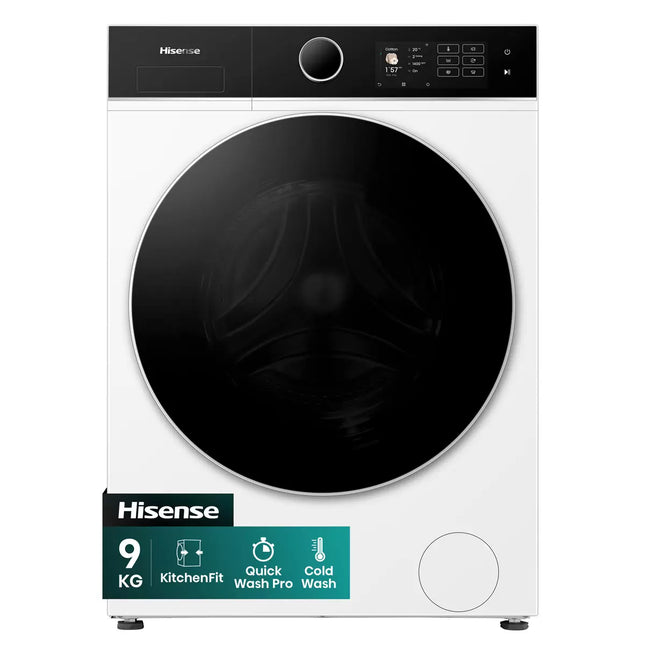 Hisense KitchenFit 5i Series WF5I9043BWFS, 9kg Washing Machine, A Rated in White