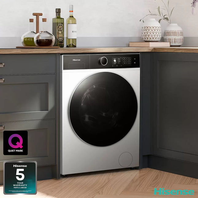 Hisense KitchenFit 5i Series WF5I9043BWFS, 9kg Washing Machine, A Rated in White