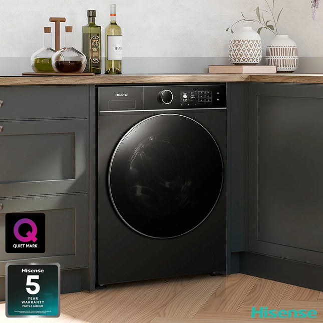 Hisense KitchenFit 5i Series WF5I1245BBR, 12kg Washing Machine, A Rated in Black