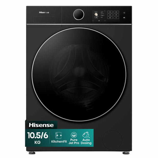 Hisense KitchenFit 5i Series WD5I1045BBQ, 10.5kg / 6kg Washer Dryer, D Rated in Black